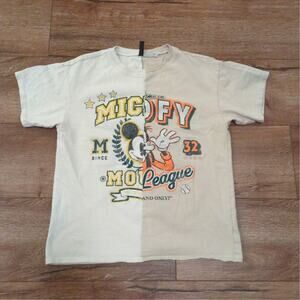 Disney x H&M Mickey Goofy Adult XS Shirt Baseball Two Toned Retro Disneyland